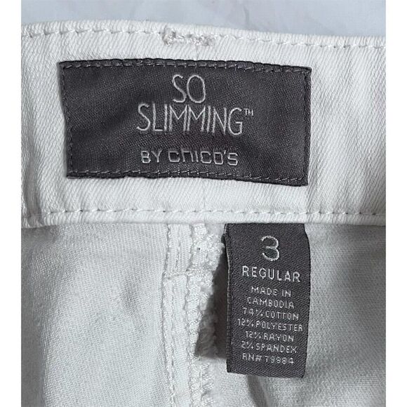 Chico’s So Slimming Beige Stretch Straight Jeans Size 3 (L 16) Regular - Picture 10 of 13